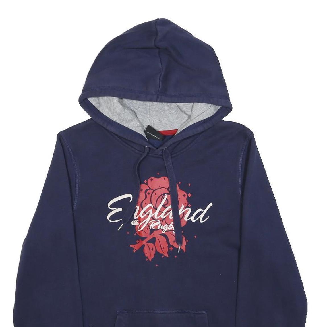 CANTERBURY Womens Navy England Rugby Hoodie UK 10 Cotton Blend Pullover