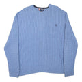CHAPS Mens Blue Cable Knit Crew Neck Jumper XL Cotton Blend Classic Style