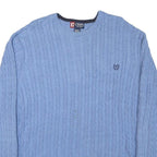 CHAPS Mens Blue Cable Knit Crew Neck Jumper XL Cotton Blend Classic Style
