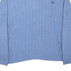 CHAPS Mens Blue Cable Knit Crew Neck Jumper XL Cotton Blend Classic Style