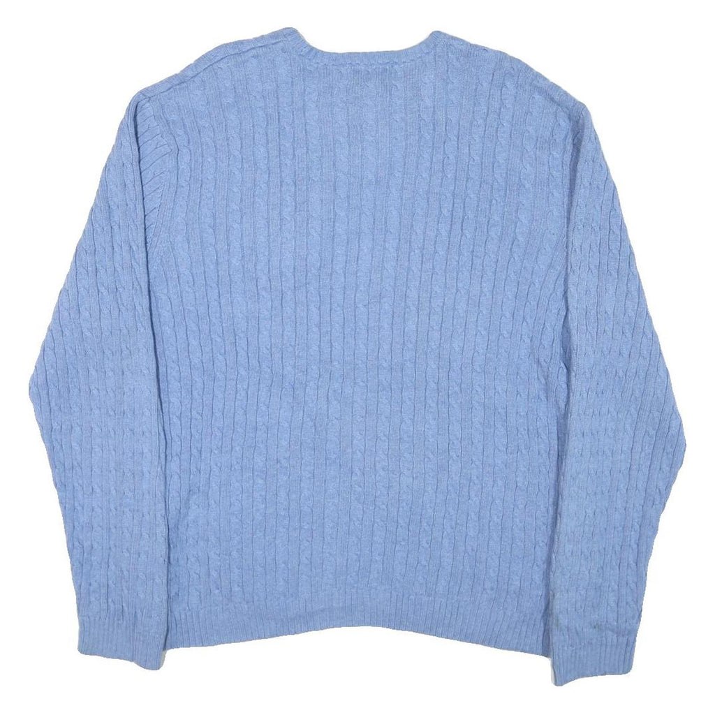 CHAPS Mens Blue Cable Knit Crew Neck Jumper XL Cotton Blend Classic Style