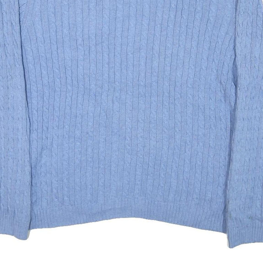 CHAPS Mens Blue Cable Knit Crew Neck Jumper XL Cotton Blend Classic Style