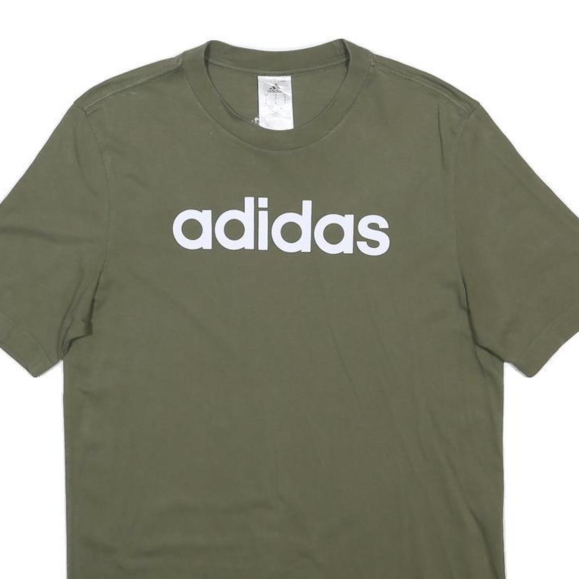 ADIDAS Womens Green Cotton Blend Day Jersey Crew Neck Short Sleeve S Casual