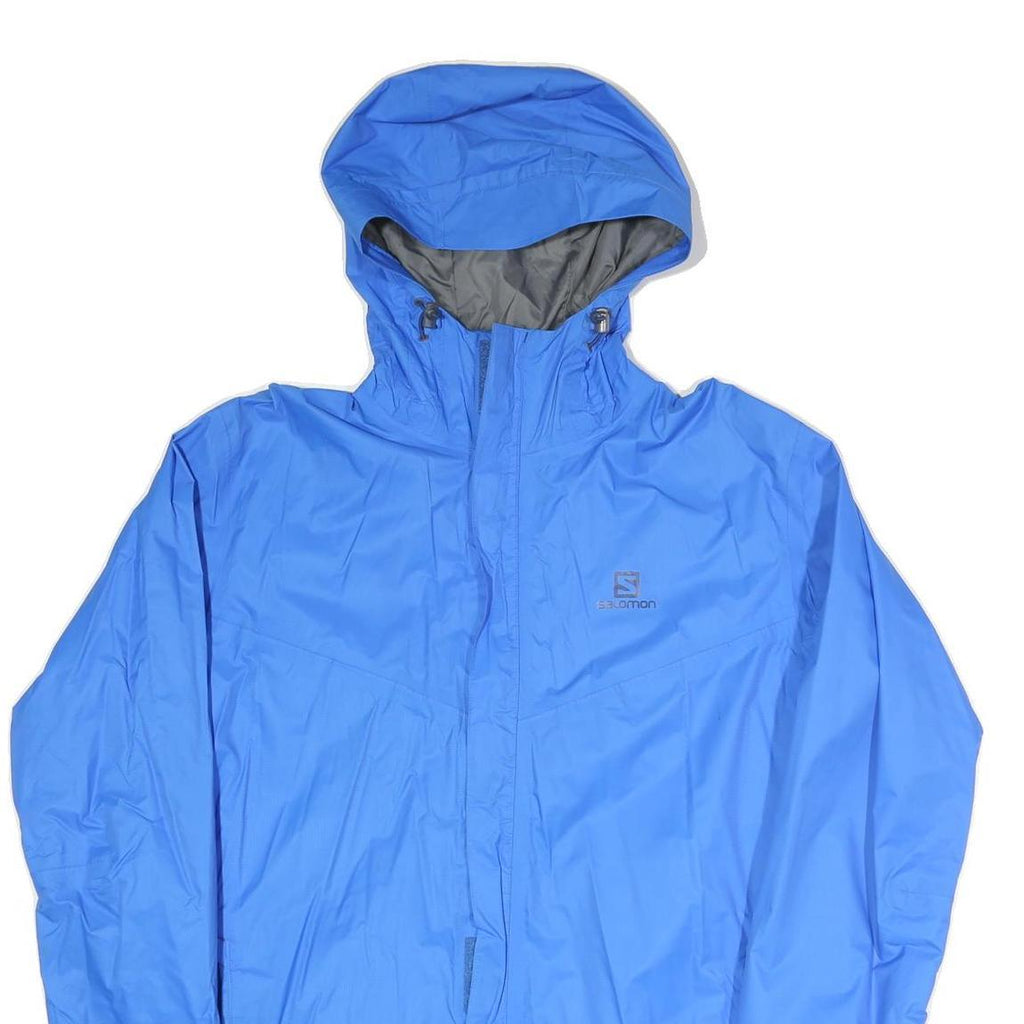 SALOMON Mens Blue Outdoor Jacket L Polyester Blend Plain Zip Hooded
