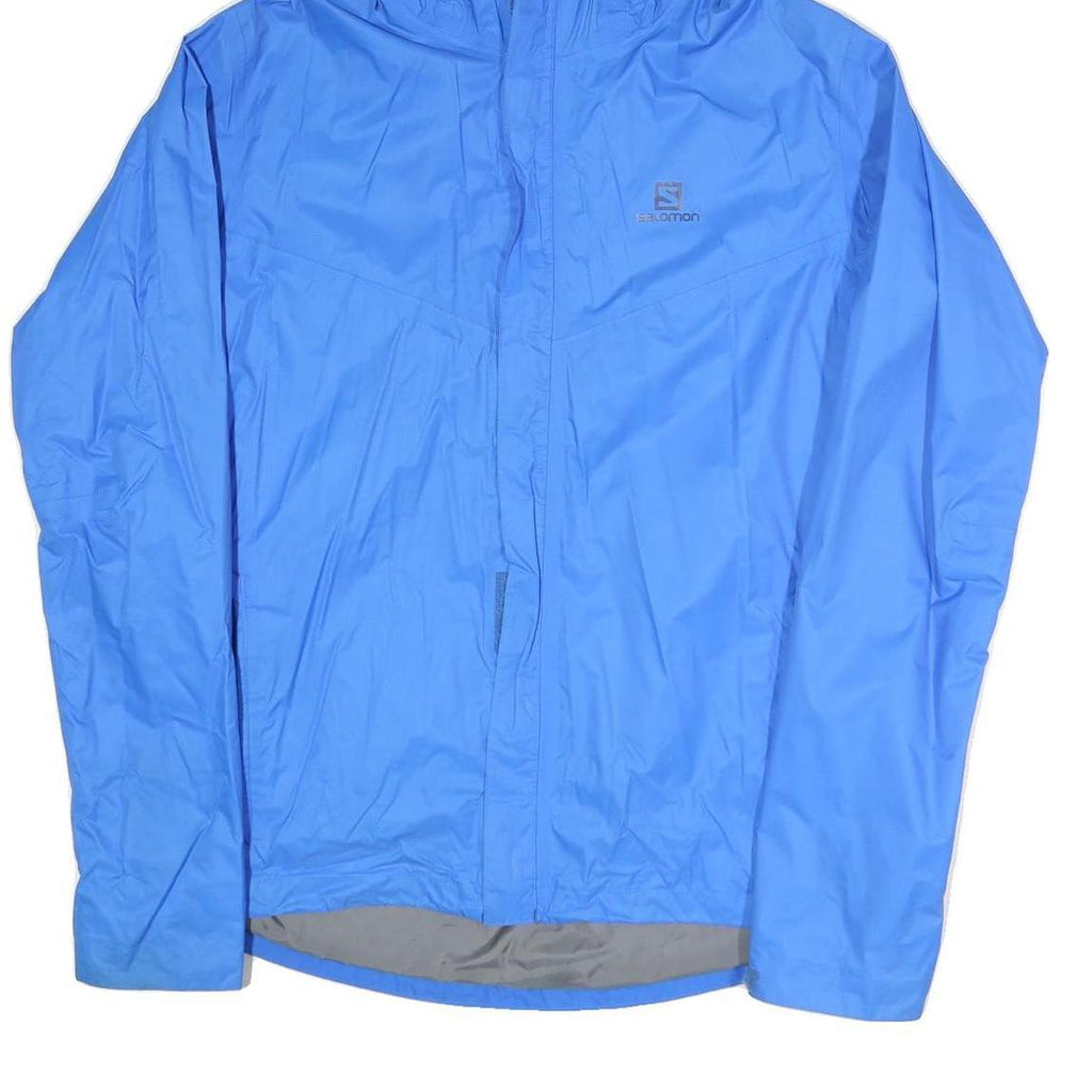 SALOMON Mens Blue Outdoor Jacket L Polyester Blend Plain Zip Hooded