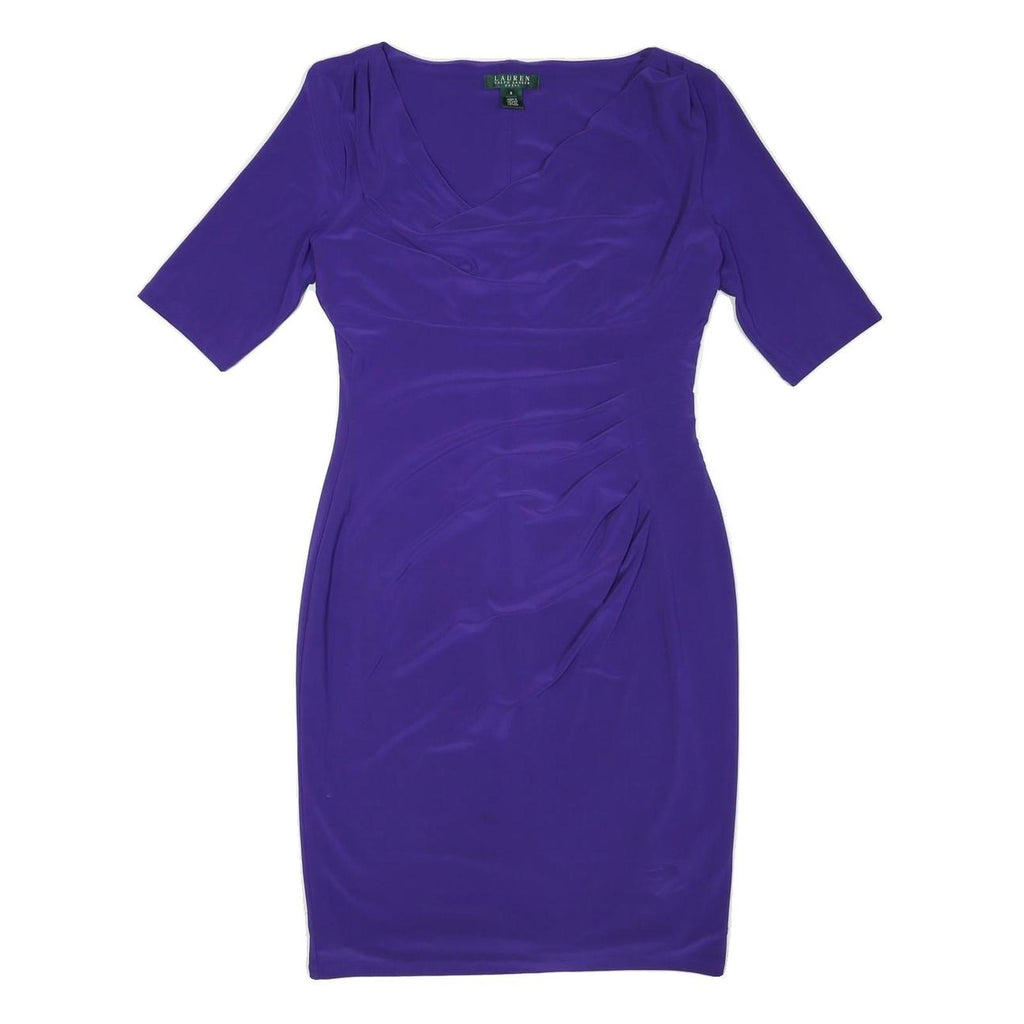 LAUREN RALPH LAUREN Womens Purple Day Polyester Blend Sheath Dress UK 8 Elegant