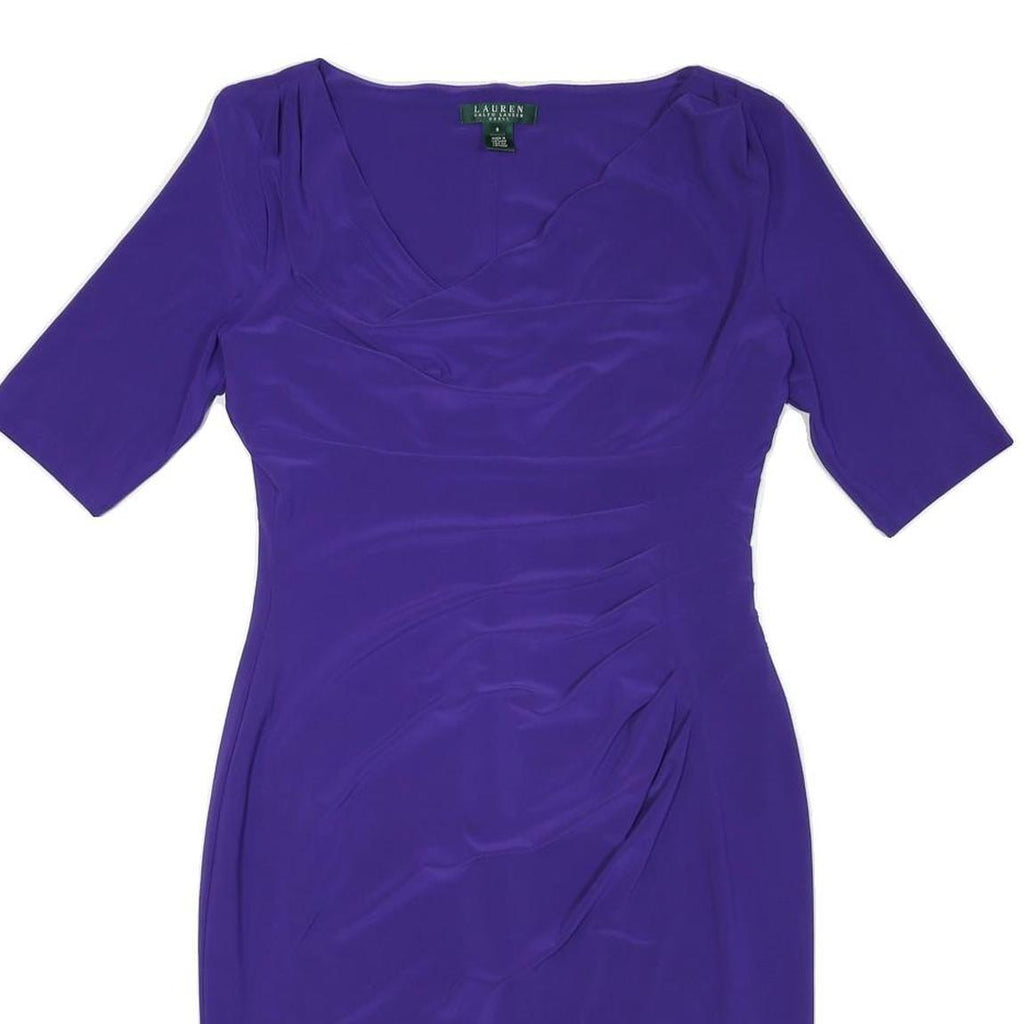 LAUREN RALPH LAUREN Womens Purple Day Polyester Blend Sheath Dress UK 8 Elegant