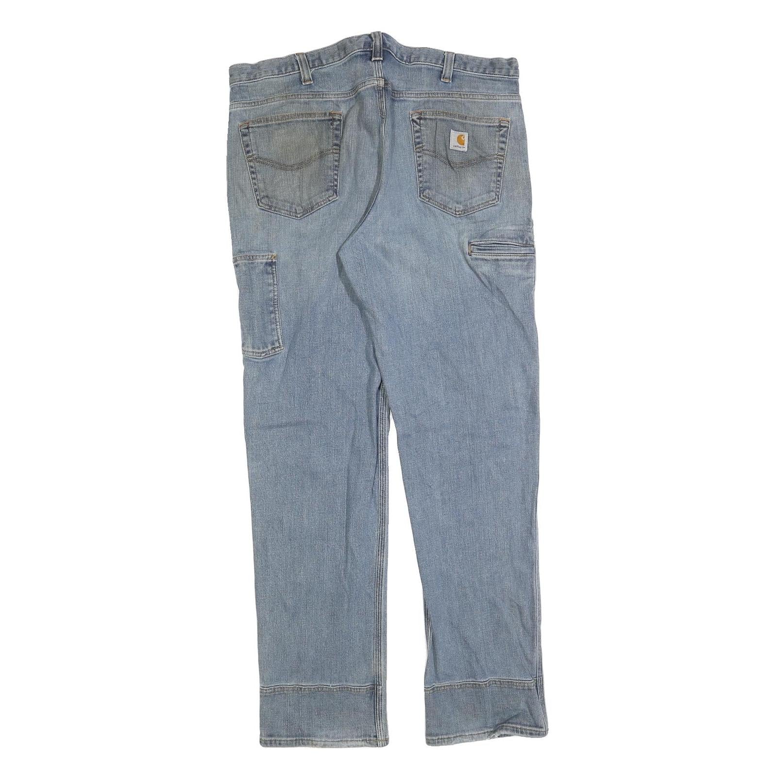 CARHARTT Mens Jeans Blue Cotton Blend Regular Straight Zip W38 L34 Workwear