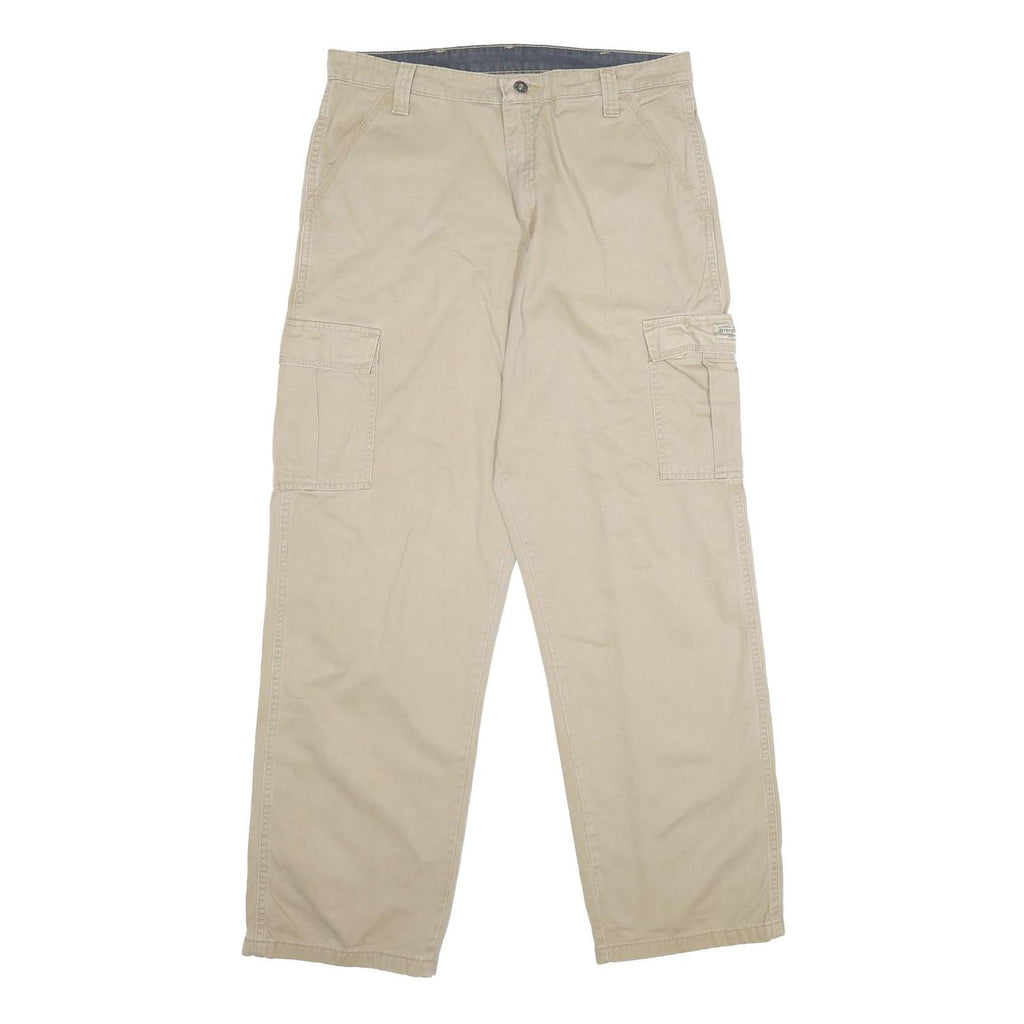 WRANGLER Mens Cotton Beige Regular Cargo Trousers W34 L32 Casual Workwear