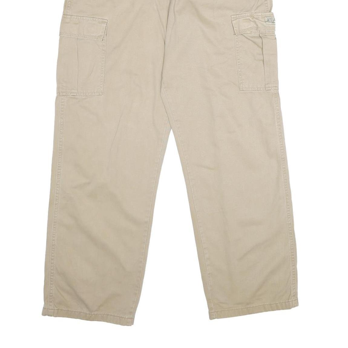 WRANGLER Mens Cotton Beige Regular Cargo Trousers W34 L32 Casual Workwear