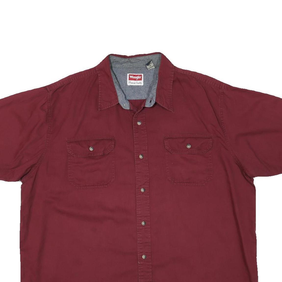WRANGLER Mens Maroon Shirt Cotton Blend XL Casual Button Pocket