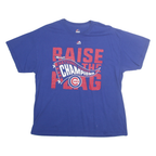 MAJESTIC Mens Blue Cubs National League Champions Graphic T-Shirt L Short Sleeve