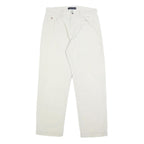 TOMMY HILFIGER Mens Cotton White Regular Straight Trousers W29 L29 Casual Zip