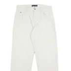 TOMMY HILFIGER Mens Cotton White Regular Straight Trousers W29 L29 Casual Zip