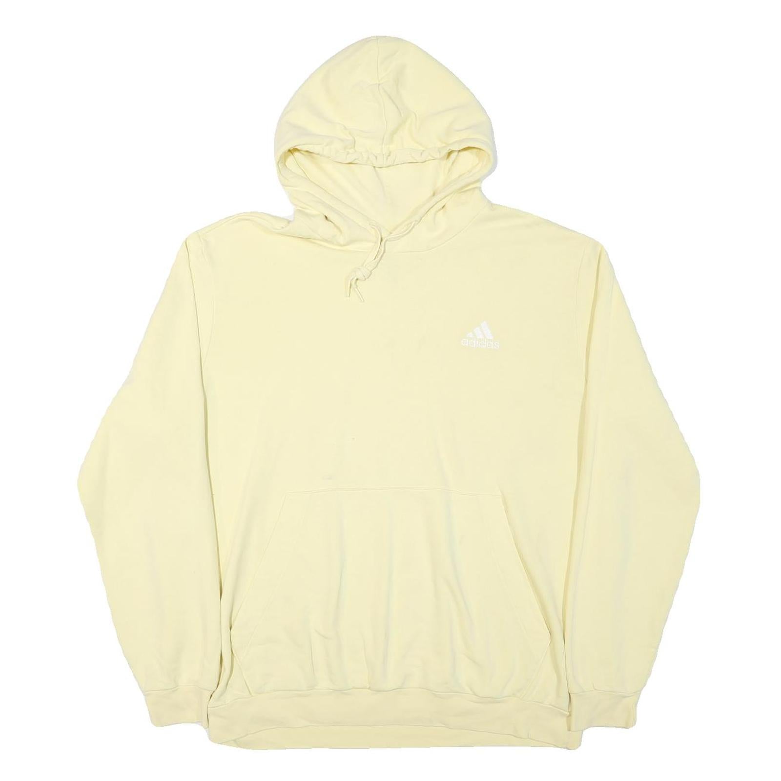 ADIDAS Womens Cream Hoodie XL Cotton Blend Pullover Casual Sports Sweatshirt