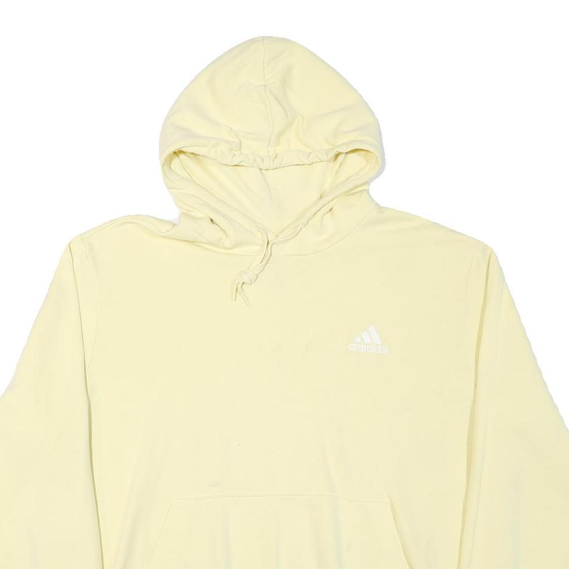 ADIDAS Womens Cream Hoodie XL Cotton Blend Pullover Casual Sports Sweatshirt