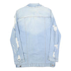 FASHION NOVA Womens Blue Denim Jacket XL Cotton Distressed Button Fastening Long