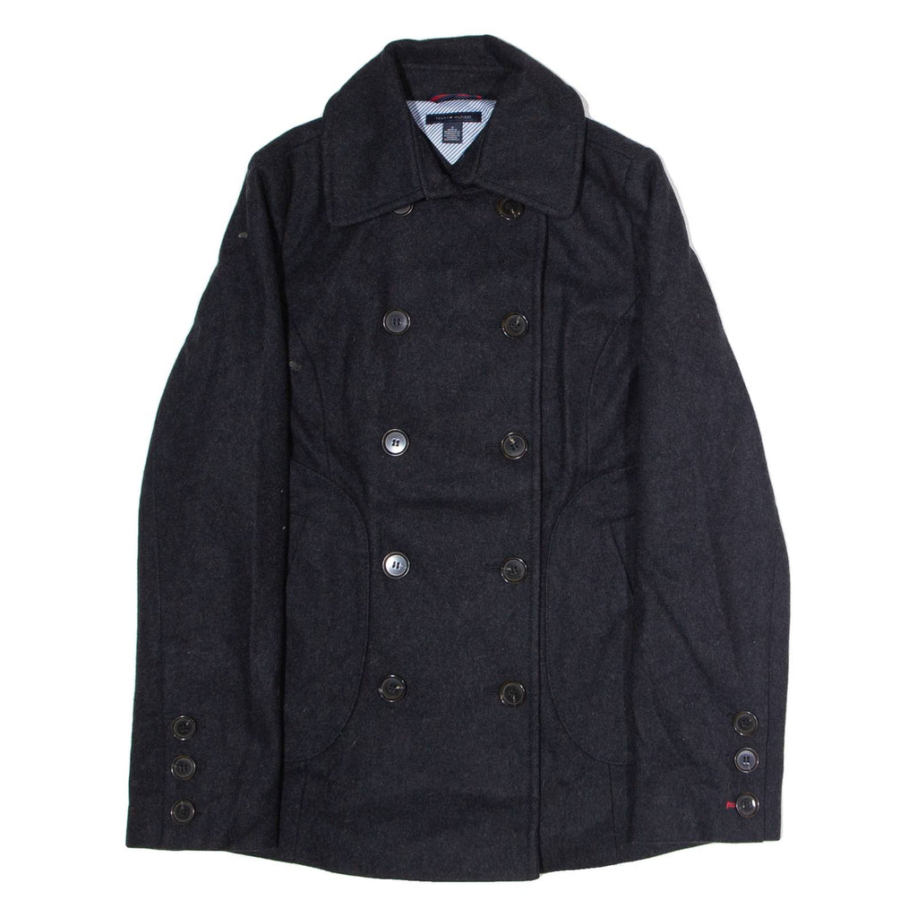 TOMMY HILFIGER Womens Trench Coat Grey Wool UK 10