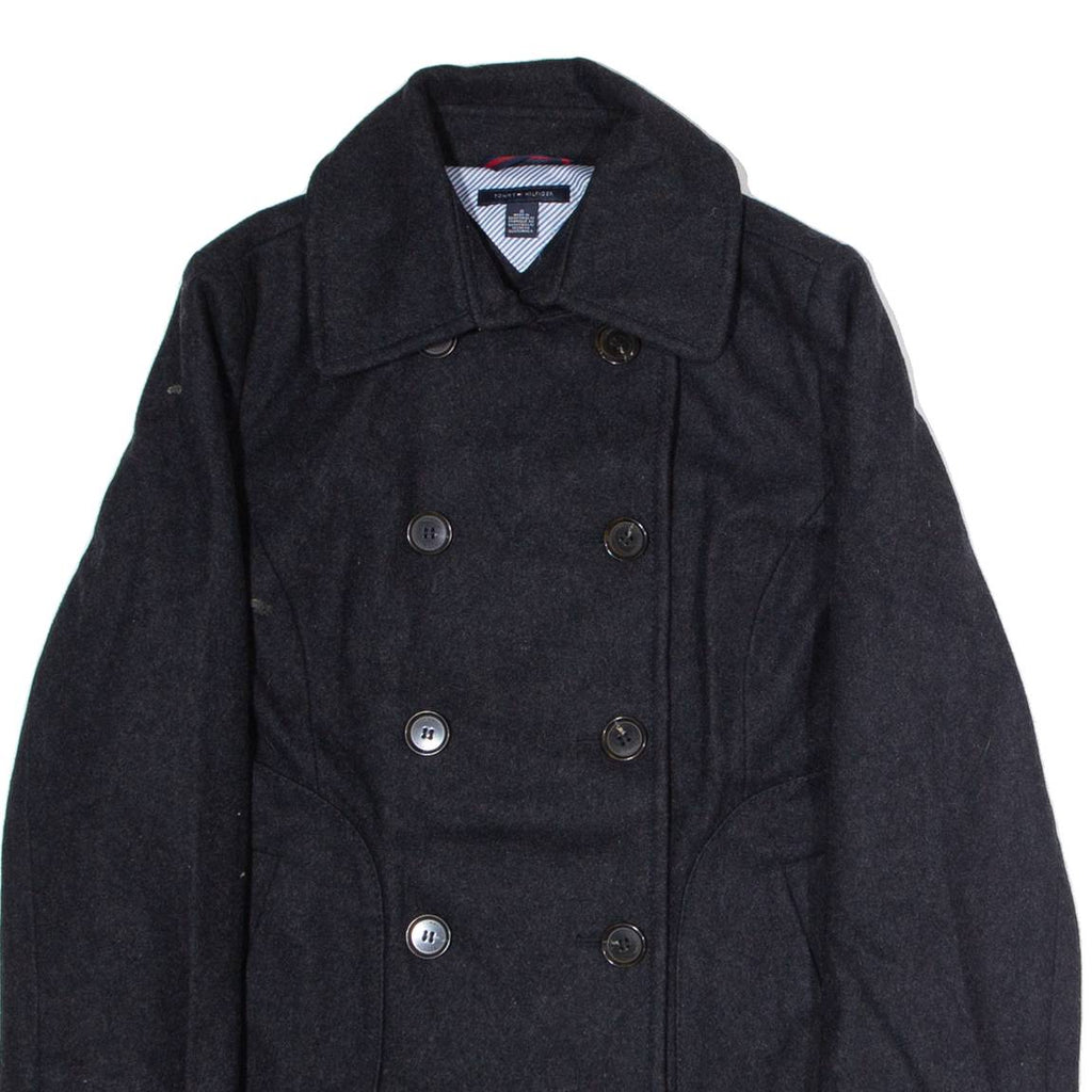 TOMMY HILFIGER Womens Trench Coat Grey Wool UK 10