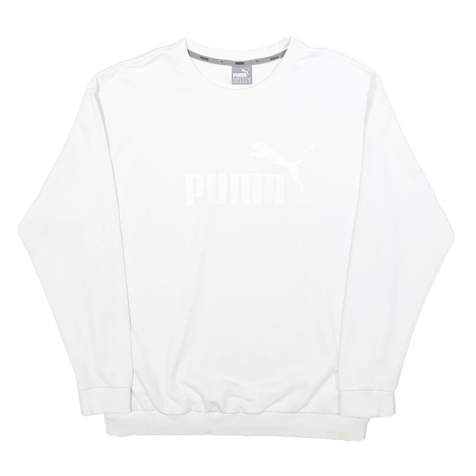 PUMA Womens White Cotton Blend Crew Neck UK 16 Sweatshirt Casual Sport
