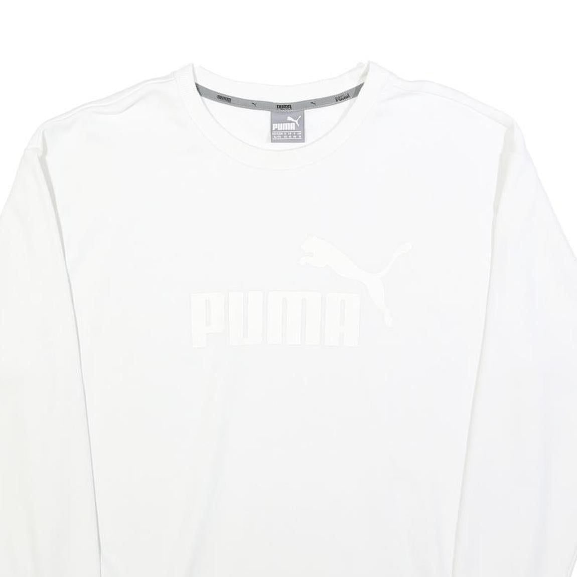 PUMA Womens White Cotton Blend Crew Neck UK 16 Sweatshirt Casual Sport
