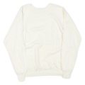 Womens White Crew Neck Pullover Sweatshirt Plain Casual Comfort M Long Sleeve