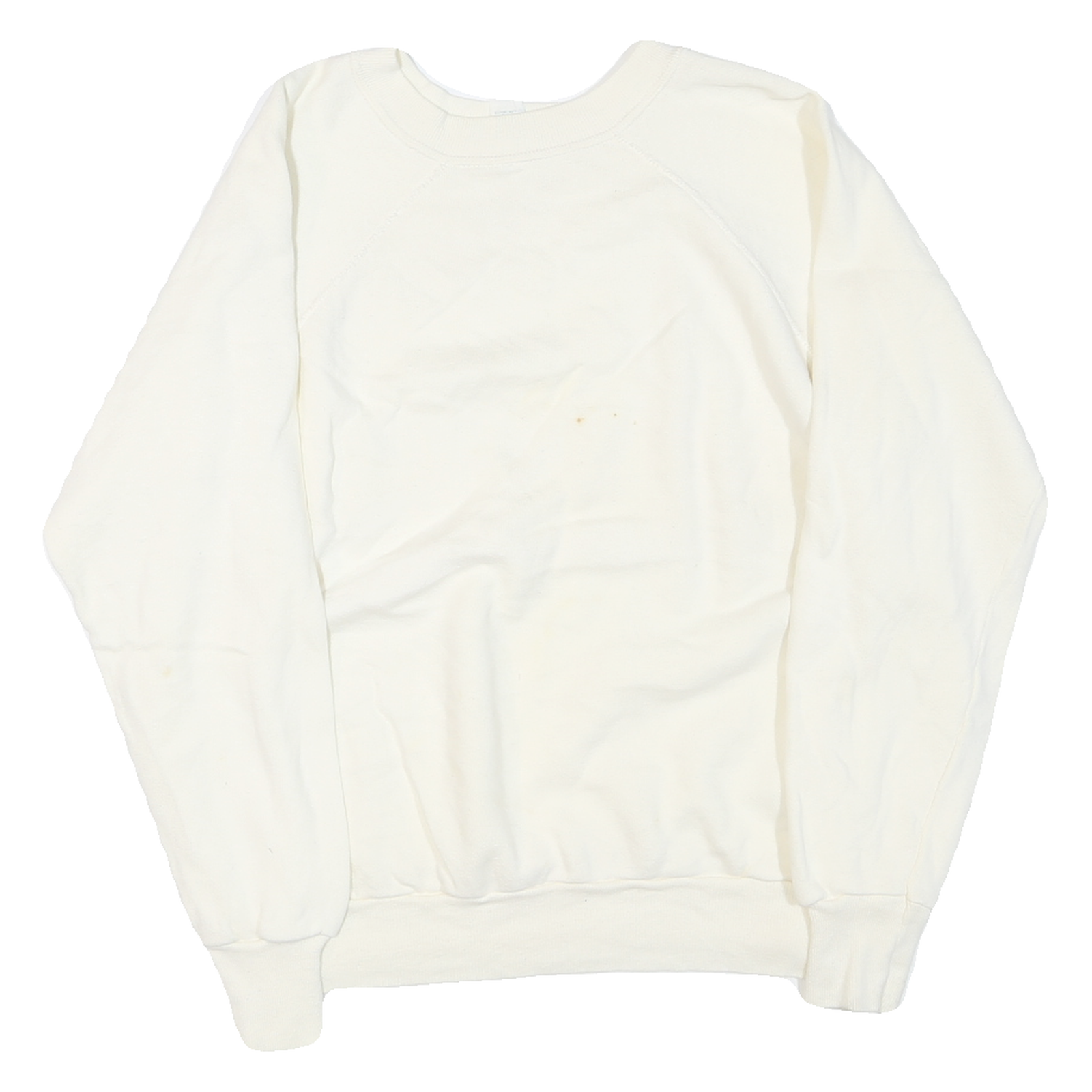 Womens White Crew Neck Pullover Sweatshirt Plain Casual Comfort M Long Sleeve