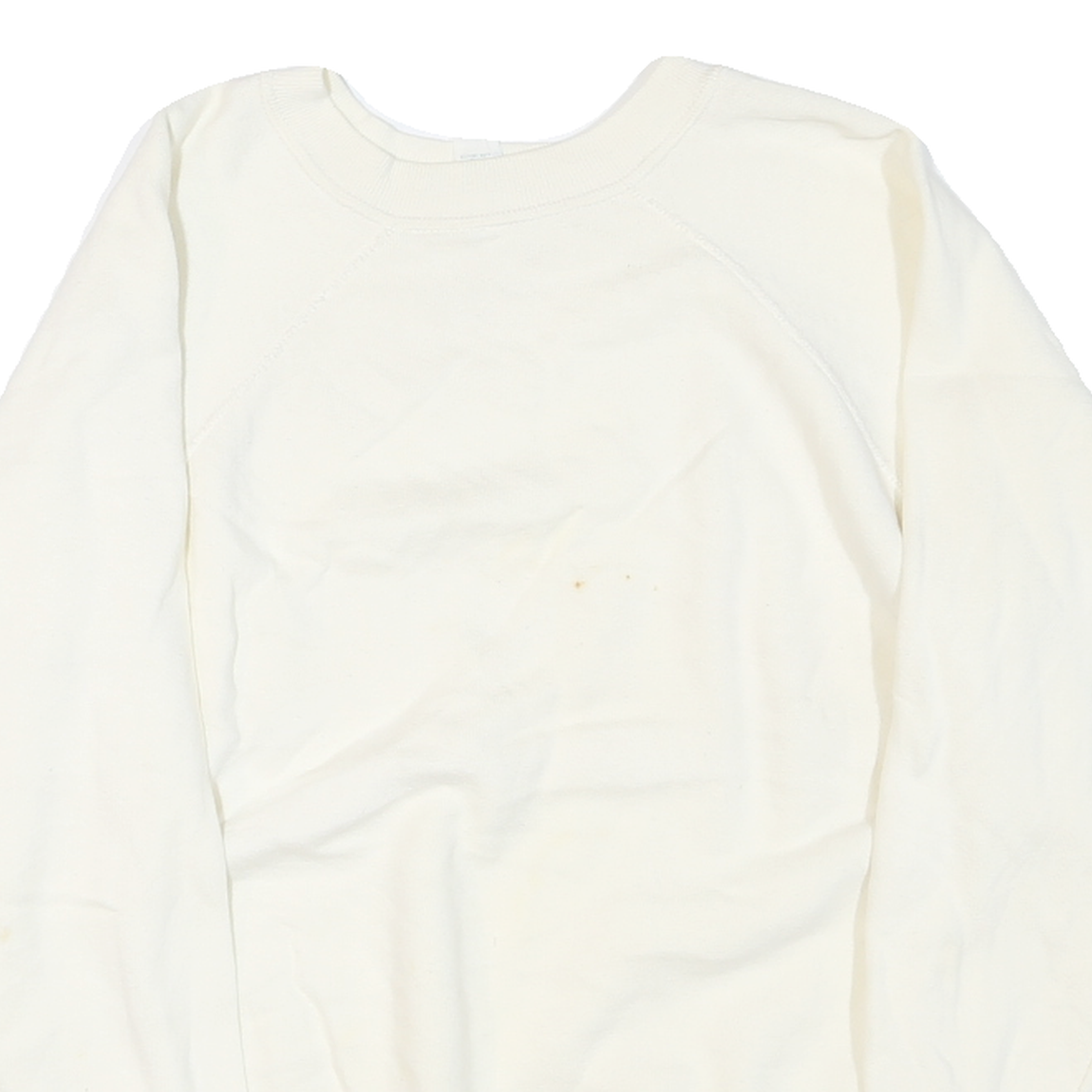 Womens White Crew Neck Pullover Sweatshirt Plain Casual Comfort M Long Sleeve