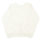 Womens White Crew Neck Pullover Sweatshirt Plain Casual Comfort M Long Sleeve