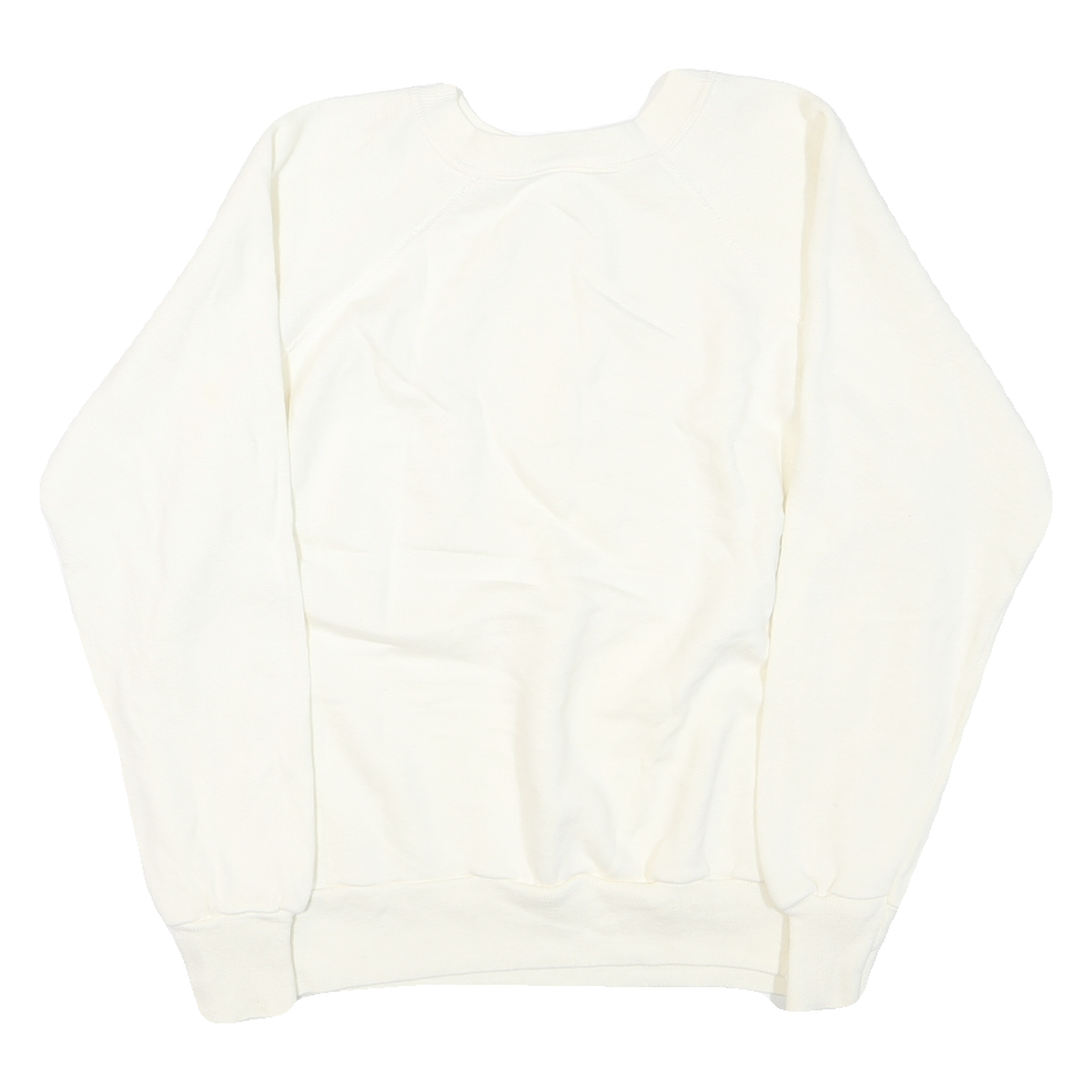 Womens White Crew Neck Pullover Sweatshirt Plain Casual Comfort M Long Sleeve