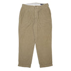 DANIEL CREMIEUX Mens Cotton Beige Relaxed Straight Trousers W34 L30 Classic