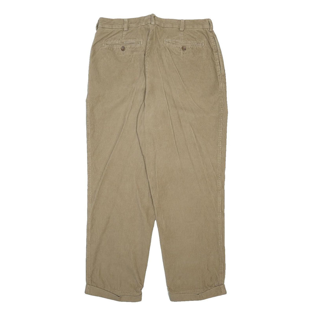 DANIEL CREMIEUX Mens Cotton Beige Relaxed Straight Trousers W34 L30 Classic