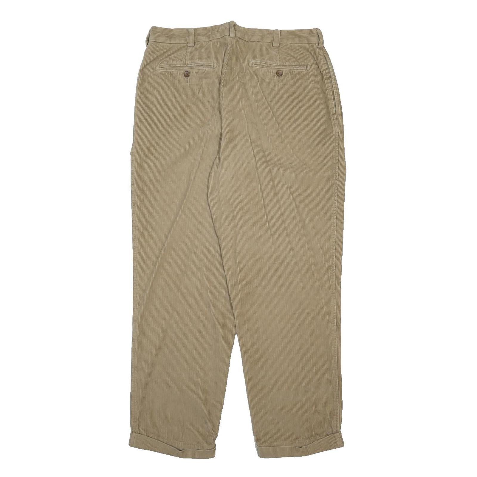 DANIEL CREMIEUX Mens Cotton Beige Relaxed Straight Trousers W34 L30 Classic