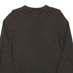 TOMMY HILFIGER Mens Brown Plain Cotton Blend Pullover V-Neck Jumper S