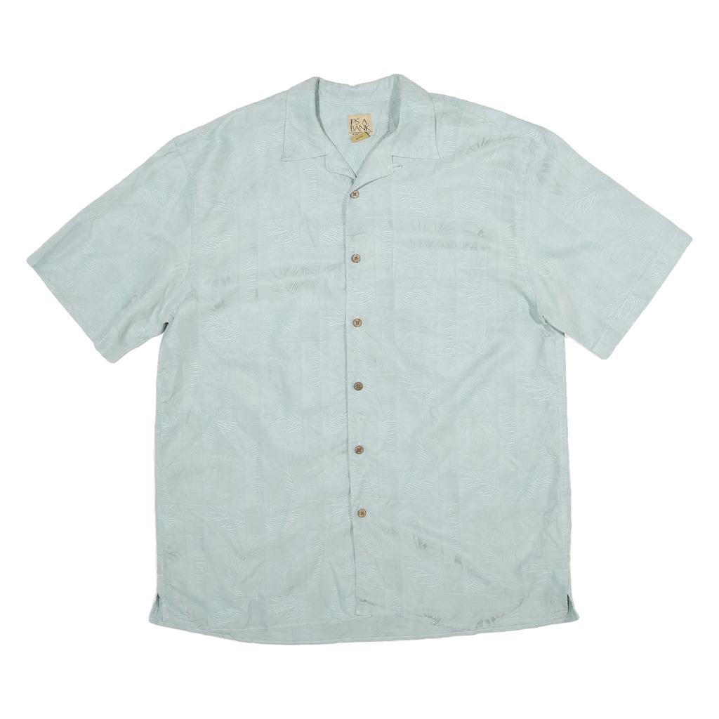 JOS A BANK Mens Light Blue Short Sleeve Button Jacket L Polyester Blend Plain