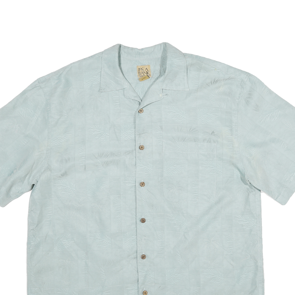JOS A BANK Mens Light Blue Short Sleeve Button Jacket L Polyester Blend Plain