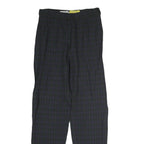 ALBA FORNARI Womens Cotton Blend Navy Check Regular Fit Straight Leg Trousers
