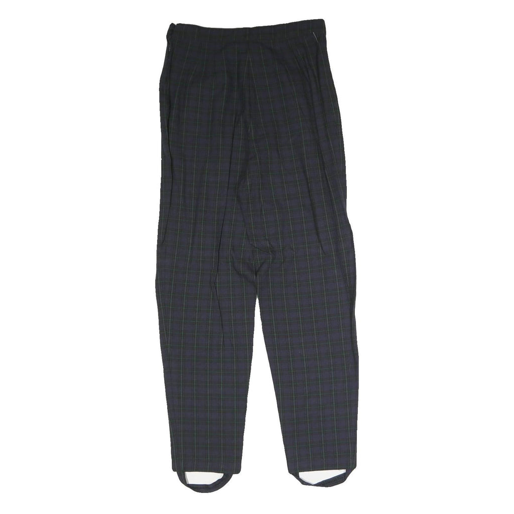 ALBA FORNARI Womens Cotton Blend Navy Check Regular Fit Straight Leg Trousers