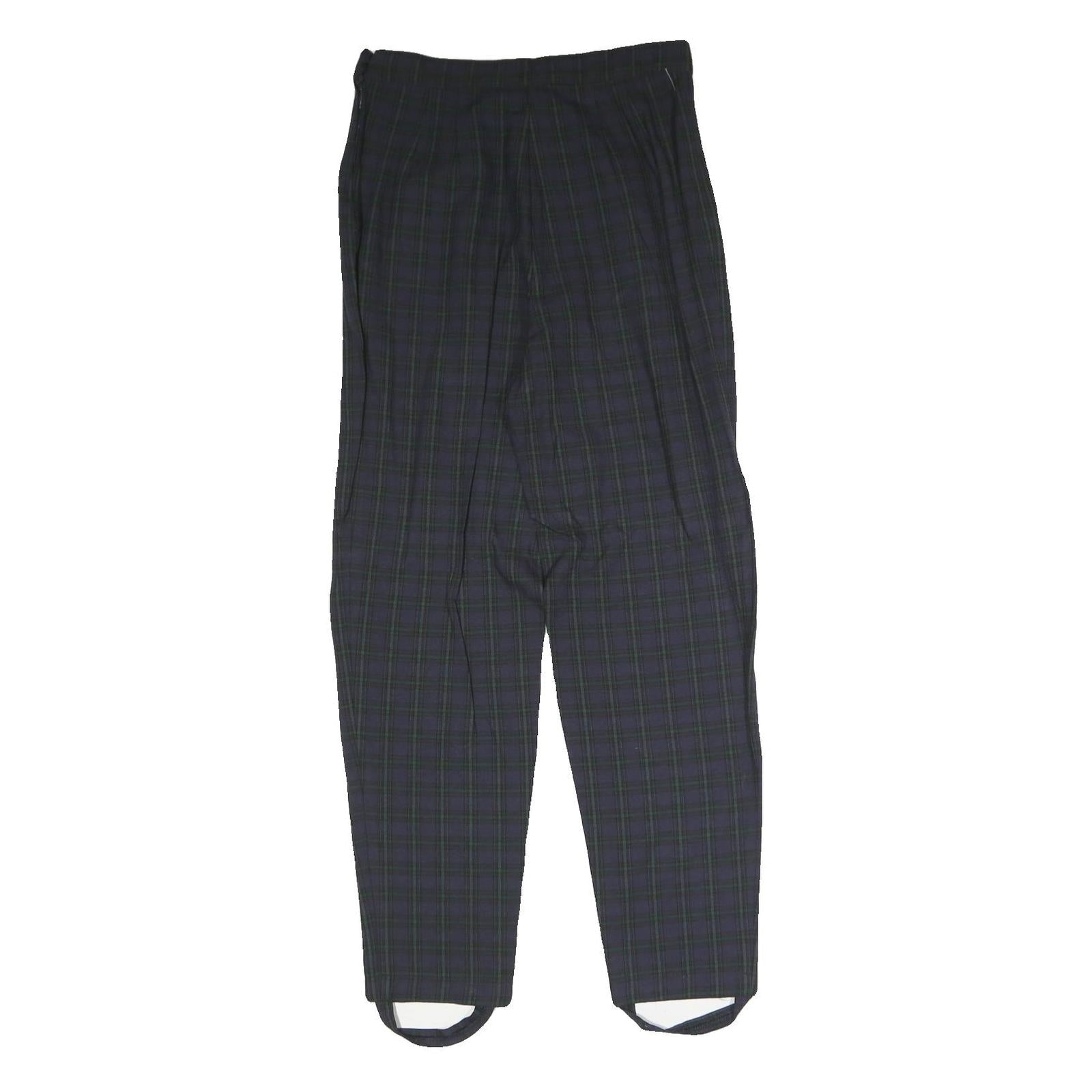 ALBA FORNARI Womens Cotton Blend Navy Check Regular Fit Straight Leg Trousers