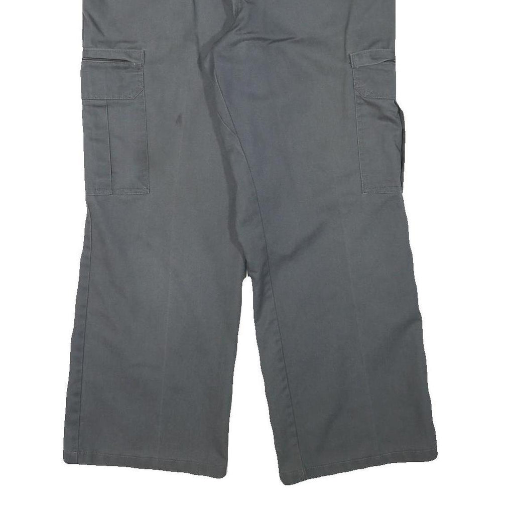 DICKIES Mens Cotton Blend Grey Regular Cargo Trousers W34 L28 Workwear Zip