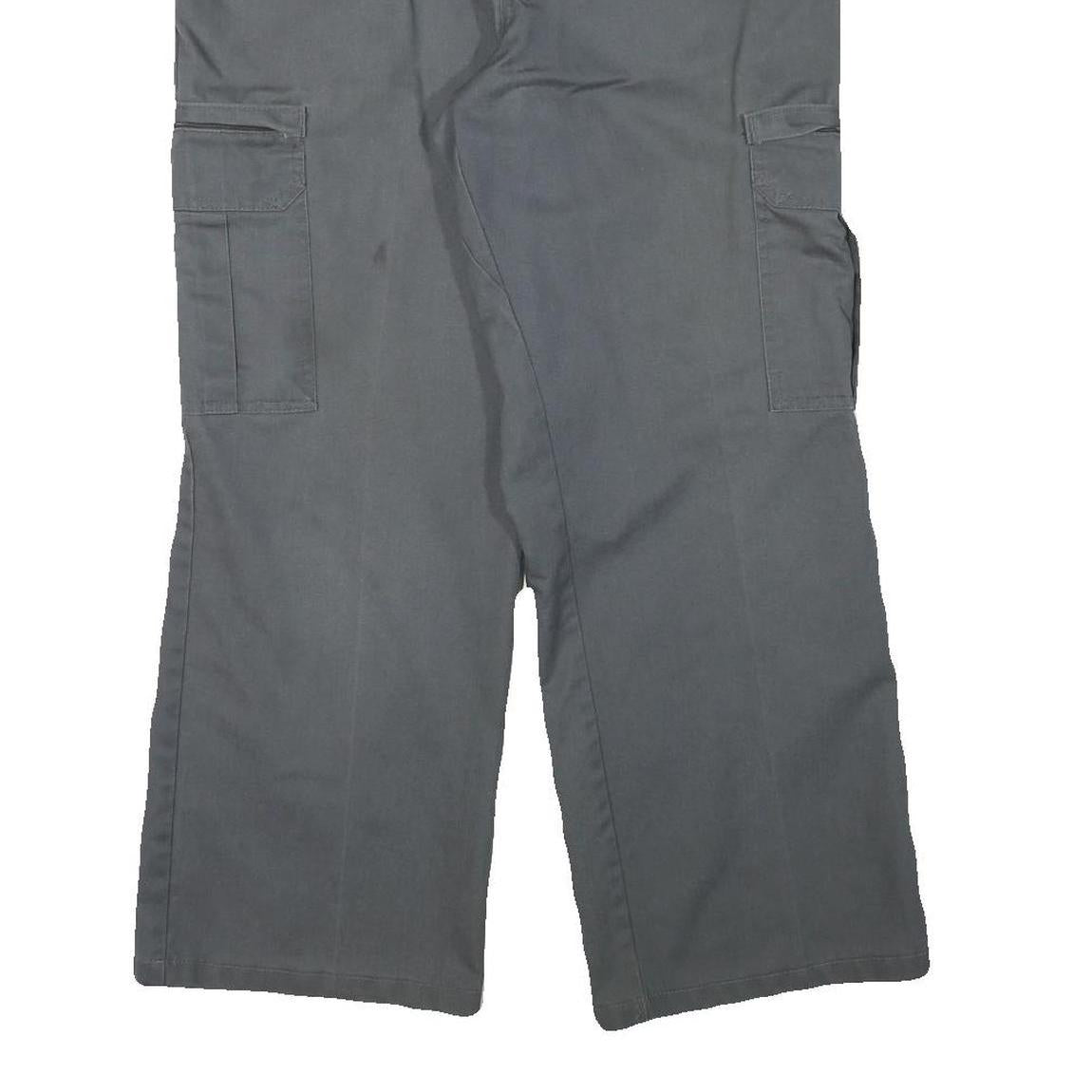 DICKIES Mens Cotton Blend Grey Regular Cargo Trousers W34 L28 Workwear Zip