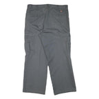 DICKIES Mens Cotton Blend Grey Regular Cargo Trousers W34 L28 Workwear Zip