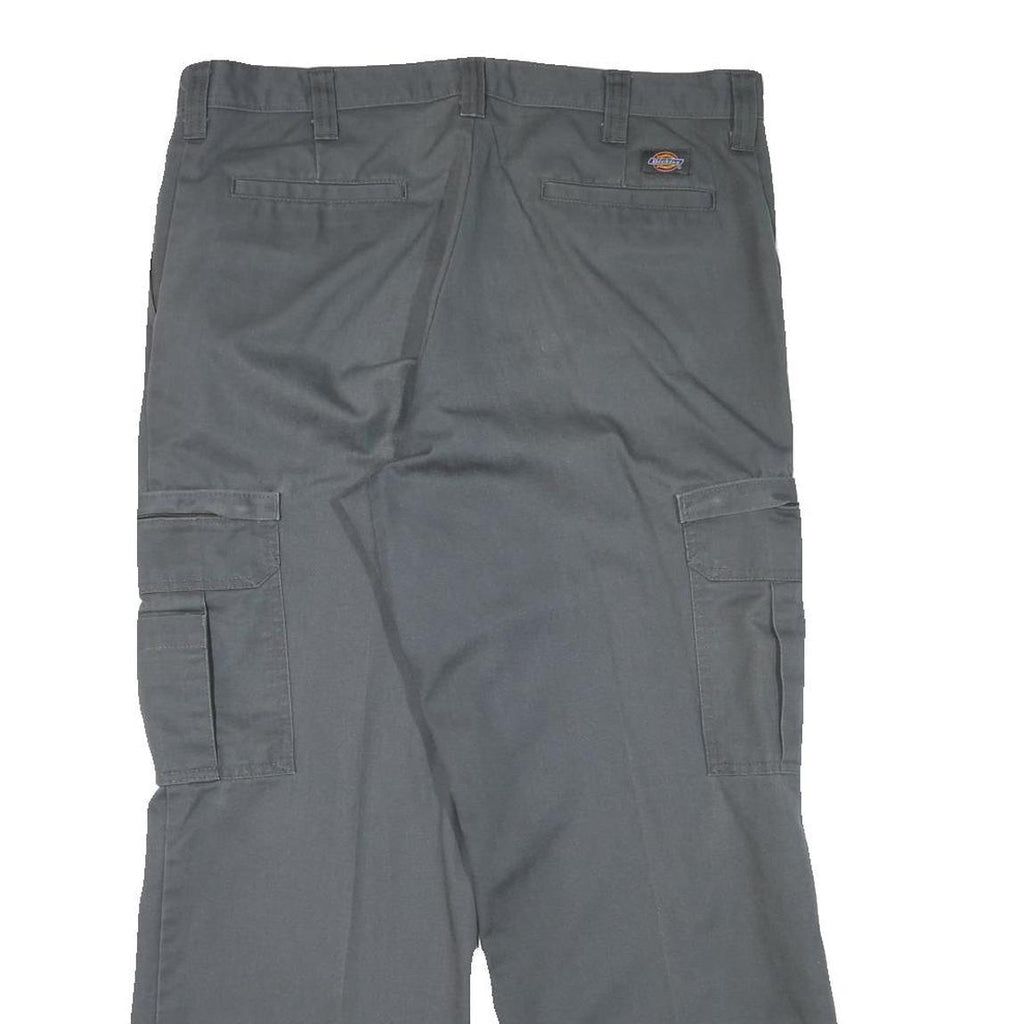 DICKIES Mens Cotton Blend Grey Regular Cargo Trousers W34 L28 Workwear Zip