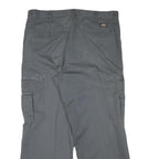 DICKIES Mens Cotton Blend Grey Regular Cargo Trousers W34 L28 Workwear Zip