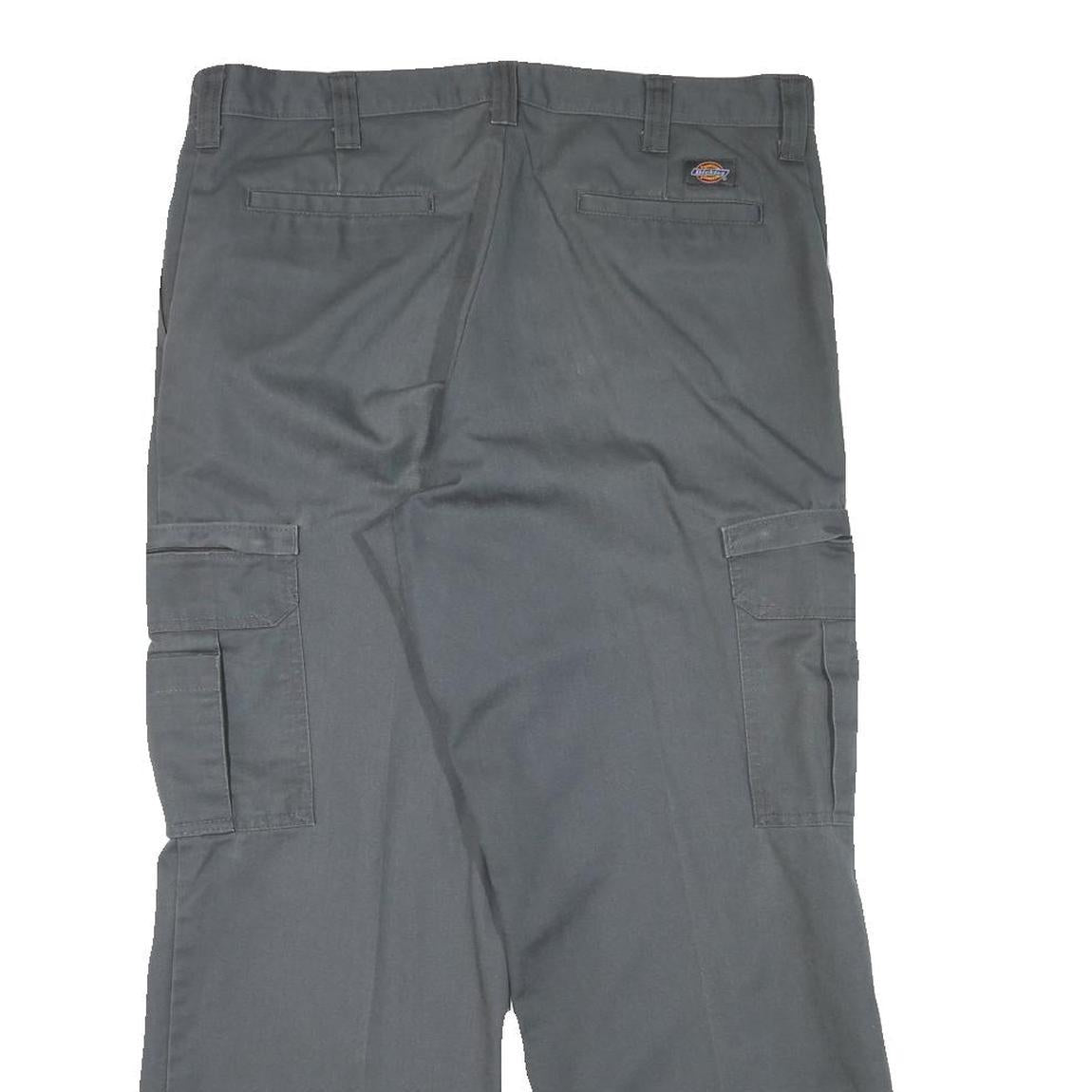 DICKIES Mens Cotton Blend Grey Regular Cargo Trousers W34 L28 Workwear Zip