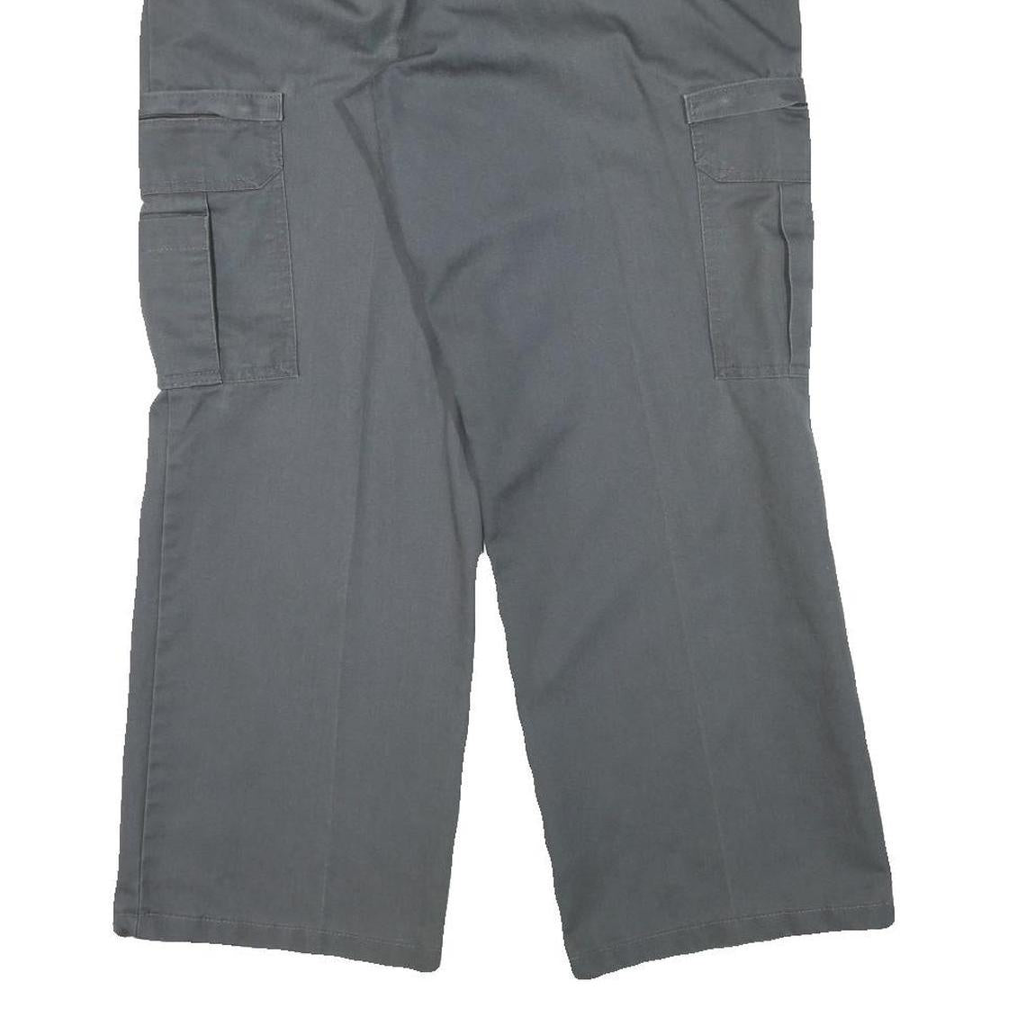 DICKIES Mens Cotton Blend Grey Regular Cargo Trousers W34 L28 Workwear Zip