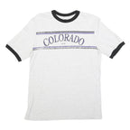 MAJESTIC Mens White & Black Colorado Graphic T-Shirt L Short Sleeve Crew Neck