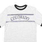 MAJESTIC Mens White & Black Colorado Graphic T-Shirt L Short Sleeve Crew Neck