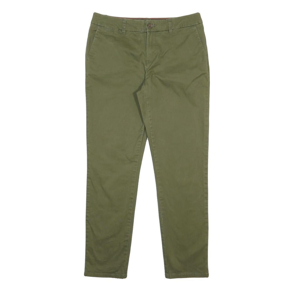 TOMMY HILFIGER Womens Cotton Blend Green Slim Straight Trousers W30 L29 Casual