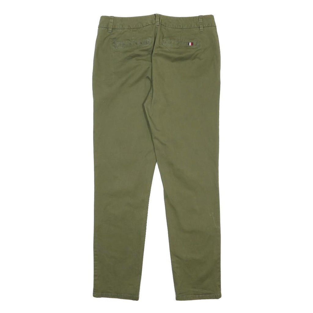 TOMMY HILFIGER Womens Cotton Blend Green Slim Straight Trousers W30 L29 Casual